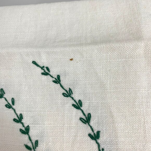 Vintage Cottagecore Hand-Embroidered Floral Rectangular Table Runner Linen - Picture 7 of 9